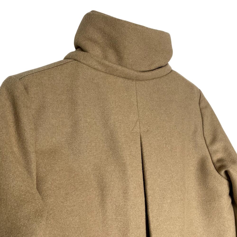 The Kooples Wool Blend Mockneck Utility Pea Coat Small Snap Front Zip Jacket Tan - Picture 13 of 15